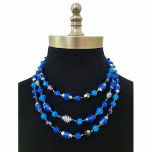 Vtg 50s West Germany Iridescent Bead Necklace